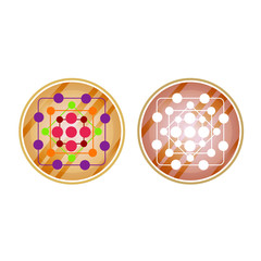 Abstract vector emblem of dots and lines, vector illustration isolated on white background