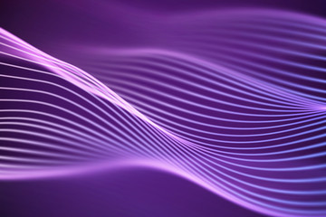 3D Sound waves. Big data abstract visualization. Digital technology concept: virtual landscape. Futuristic background. Pink sound waves, visual audio waves equalizer, EPS 10 vector illustration.