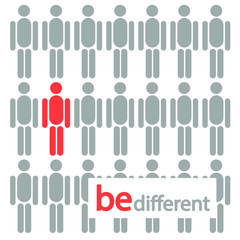 Be different, unique, one of many people, vector illustration