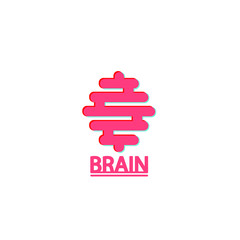 Flat brain logotype, emblem, vector illustration isolated on white background