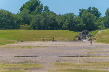 The stadium in the archaeological site of Olympia in Greece. The greatest stadium in ancient Greece...