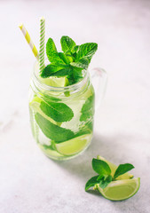 Lemonade with lime and mint