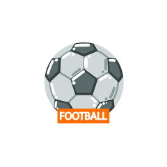 Cartoon flat football emblem, logotype, vector illustration isolated on white background