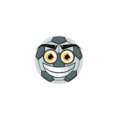 Angry and funny character of socer ball with face, vector illustration isolated on white background