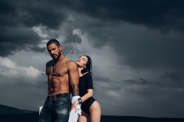 Sensual couple in Love. Passion and sensual touch. Romantic and love. Intimate relationship and...