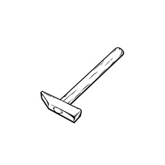 Cartoon skatch of hammer, wood and metal object, vector illustration isolated on white background