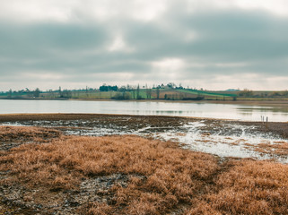 Half empty lake in autumn