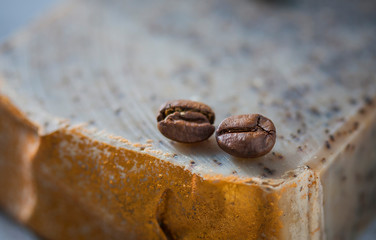 Handmade soap bars with coffee. Organic soap. Spa treatments.