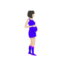 Fototapeta na wymiar Pregnant woman, girl, vector flat illustration