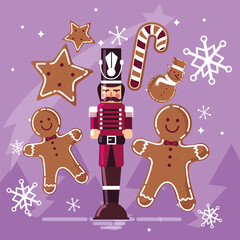 nutcracker soldier with ginger cookie and cane