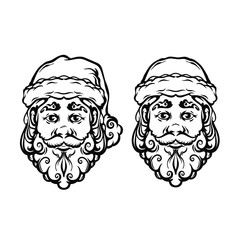 Vintage Santa Claus face, vector illustration isolated on white background, can be used for some emblem