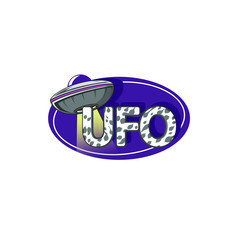 UFO alien logotype, vector flat illustration isolated on white background