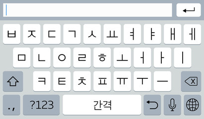 Korean virtual smartphone keyboard