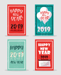 set of happy new year 2019 lettering