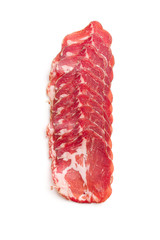 Dried pork meat slices.