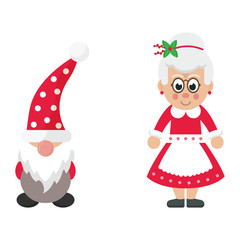 cartoon christmas dwarf and cartoon mrs santa