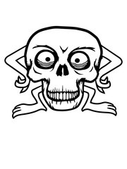 totenkopf skelett schädel totenschädel kopf gesicht horror halloween lustig gruselig monster comic cartoon clipart arme beine ängstlich gruseln