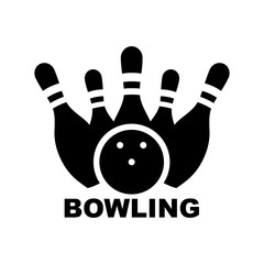 Bowling. Skittles and a ball. Vector poster logo.