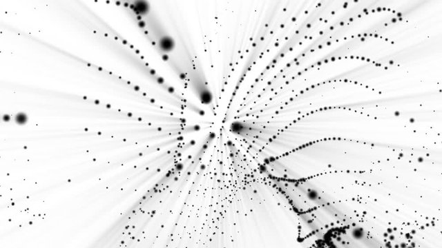 black particles are flying slowly on a white background. abstract animation. 3d rendering