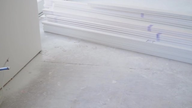 New Room addition construction to New Baseboard Molding on a new home