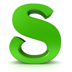 letter s green alphabet sign 3d render