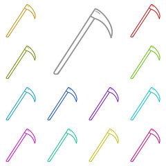Scythe icon in multi color. Simple glyph vector of halloween set for UI and UX, website or mobile application
