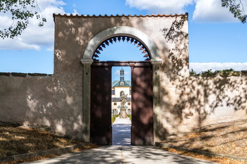 Open gate to Hospital Kuks herbs garden , Hradec Kralove region, Trutnov district, Czech Republic,...
