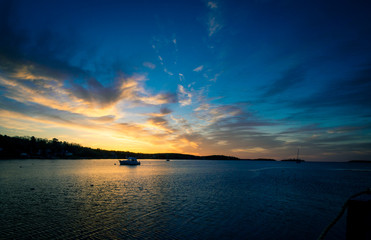 fishing boat at sunrise Nova Scotia
