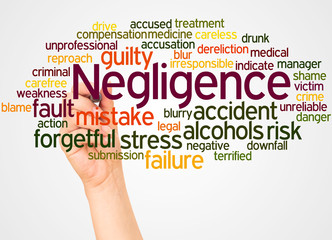 Negligence word cloud and hand with marker concept