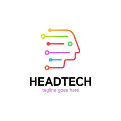 Head Tech logo, Robotic Technology Logotype template designs vector illustration.