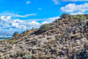 View of mountains and blue sky after morning rain
