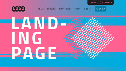 Desktop Landing Page For Web Website Template Design Example Front End Vector Graphic