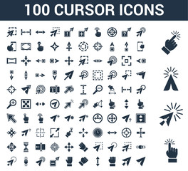 100 cursor universal icons set with Select, Click, Cursor, Drag, Scroll, Hold