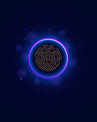 Fingerprint Scanning Identification System. Biometric Authorization and Business Security Concept. Scanning Identification System. Abstract digital conceptual technology security background with lock.