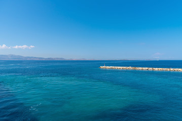 Fototapeta na wymiar Nasso bay and harbor - Cyclades island - Aegean sea - Naxos - Greece