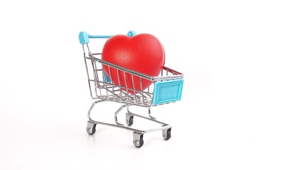 Conceptual Image. Heart shape with trolley. Healthy finance. Saving Finance.