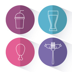 set of fast food and drink icon