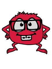 nerd hornbrille geek zahnspange freak monster klein horror halloween lustig comic cartoon ungeduldig beleidigt böse frech teufel dämon clipart design
