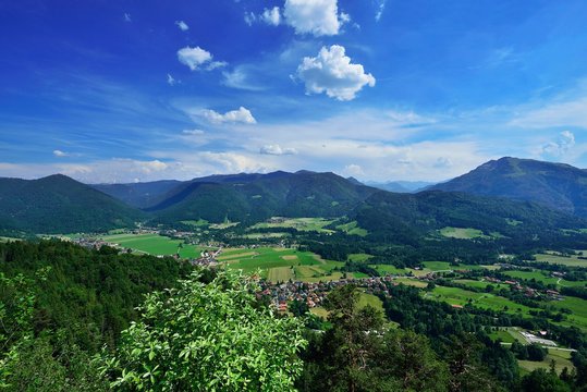 View from the Wetterkreuz, Reit im Winkl, Chiemgau, Bavaria, Germany, Europe