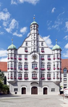 Memmingen town hall from 1589, Renaissance, Memmingen, Swabia, Bavaria, Germany, Europe