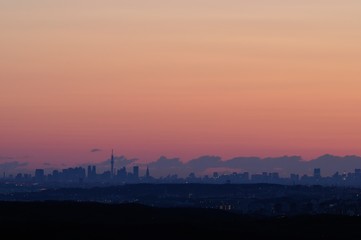 遠望 相模原市から朝焼け空の東京都心