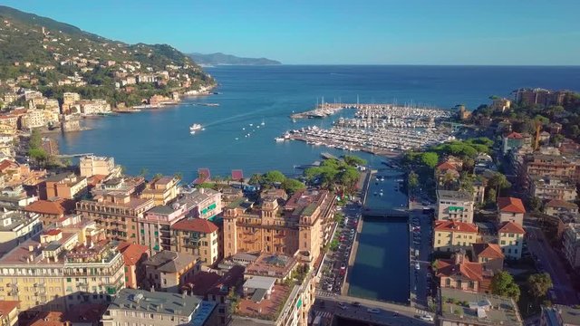 Aerial view of the Italian Riviera, Rapallo, Italy