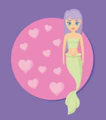 cute siren with hearts love