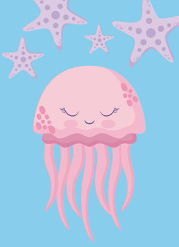 cute octopus with starfish avatar character