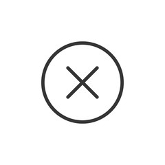 Obraz premium Cross in circle sign icon. Outline icon on white background. Check in circle sign Silhouette. Web site, page and mobile app design vector element.