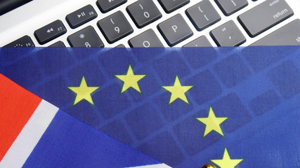 Brexit UK and European flag together