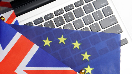 Brexit UK and European flag together