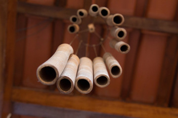 cinnamon sticks on wooden background