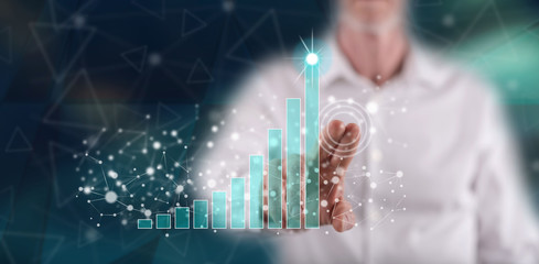 Man touching a business success concept