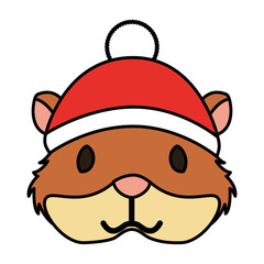 cute hamster with warm hat christmas